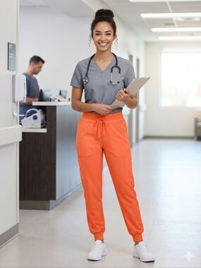 Ava Therese by Zavaté Apparel joggers in the color Orange Glow New Sz XS Scrubs